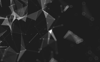 Çokgen alanı düşük Poli koyu arka plan, 3d render