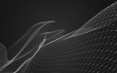 Çokgen alanı düşük Poli koyu arka plan, 3d render