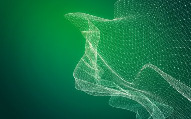 Çokgen alanı düşük Poli koyu arka plan, 3d render