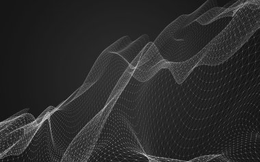 Çokgen alanı düşük Poli koyu arka plan, 3d render