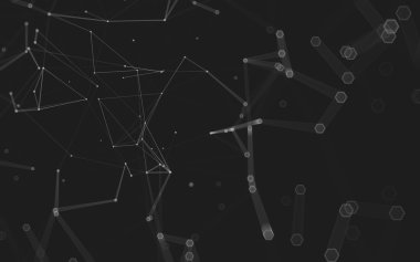 Çokgen alanı düşük Poli koyu arka plan, 3d render