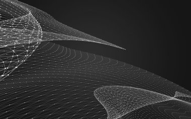 Çokgen alanı düşük Poli koyu arka plan, 3d render