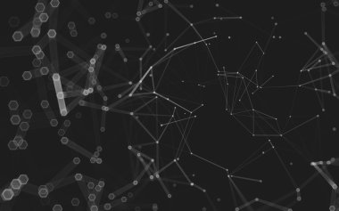 Çokgen alanı düşük Poli koyu arka plan, 3d render