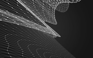 Çokgen alanı düşük Poli koyu arka plan, 3d render