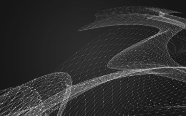 Çokgen alanı düşük Poli koyu arka plan, 3d render