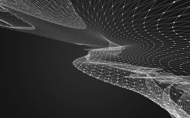 Çokgen alanı düşük Poli koyu arka plan, 3d render