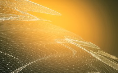 Çokgen alanı düşük Poli koyu arka plan, 3d render