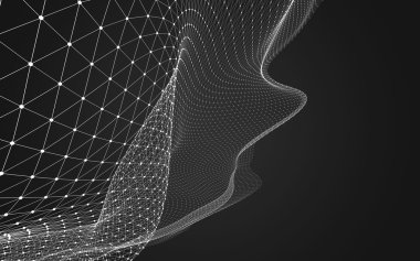 Çokgen alanı düşük Poli koyu arka plan, 3d render