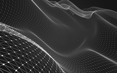 Çokgen alanı düşük Poli koyu arka plan, 3d render