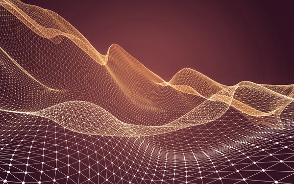 Abstract polygonal space low poly dark background, 3d rendering