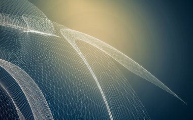 Çokgen alanı düşük Poli koyu arka plan, 3d render