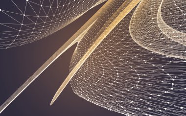 Çokgen alanı düşük Poli koyu arka plan, 3d render