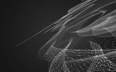 Çokgen alanı düşük Poli koyu arka plan, 3d render