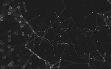 Çokgen alanı düşük Poli koyu arka plan, 3d render