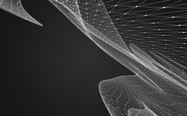 Çokgen alanı düşük Poli koyu arka plan, 3d render