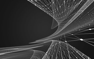 Çokgen alanı düşük Poli koyu arka plan, 3d render