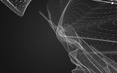 Çokgen alanı düşük Poli koyu arka plan, 3d render