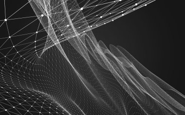 Çokgen alanı düşük Poli koyu arka plan, 3d render