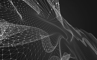 Çokgen alanı düşük Poli koyu arka plan, 3d render