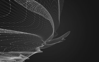 Çokgen alanı düşük Poli koyu arka plan, 3d render