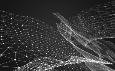 Çokgen alanı düşük Poli koyu arka plan, 3d render