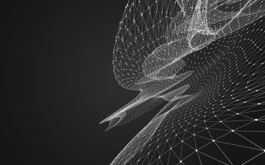 Çokgen alanı düşük Poli koyu arka plan, 3d render