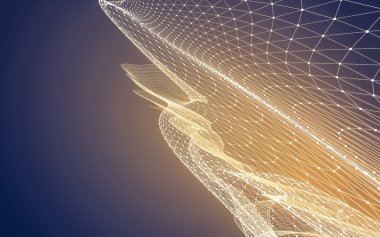 Çokgen alanı düşük Poli koyu arka plan, 3d render