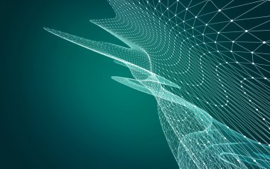 Çokgen alanı düşük Poli koyu arka plan, 3d render