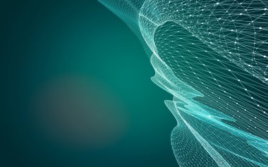 Çokgen alanı düşük Poli koyu arka plan, 3d render