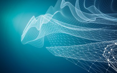 Çokgen alanı düşük Poli koyu arka plan, 3d render