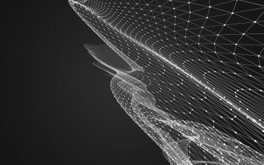 Çokgen alanı düşük Poli koyu arka plan, 3d render