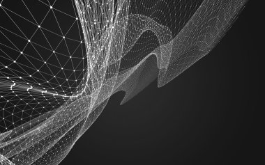 Çokgen alanı düşük Poli koyu arka plan, 3d render