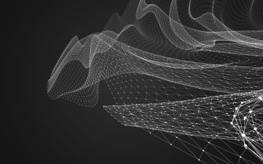 Çokgen alanı düşük Poli koyu arka plan, 3d render