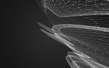 Çokgen alanı düşük Poli koyu arka plan, 3d render