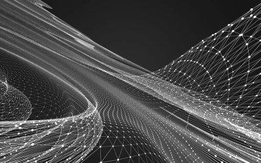 Çokgen alanı düşük Poli koyu arka plan, 3d render