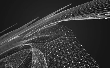 Çokgen alanı düşük Poli koyu arka plan, 3d render