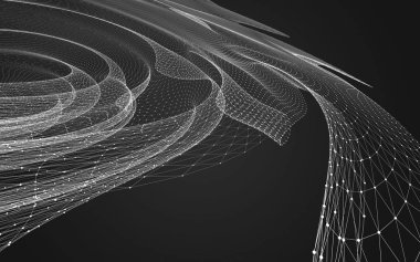 Çokgen alanı düşük Poli koyu arka plan, 3d render