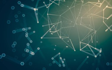 Çokgen alanı düşük Poli koyu arka plan, 3d render