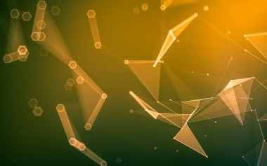 Çokgen alanı düşük Poli koyu arka plan, 3d render