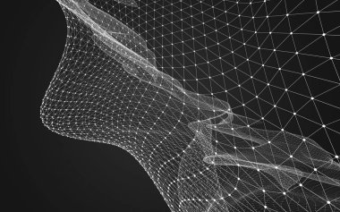 Çokgen alanı düşük Poli koyu arka plan, 3d render