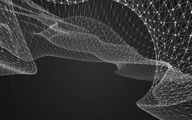 Çokgen alanı düşük Poli koyu arka plan, 3d render