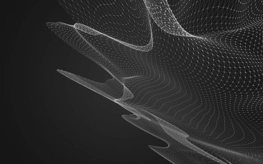 Çokgen alanı düşük Poli koyu arka plan, 3d render