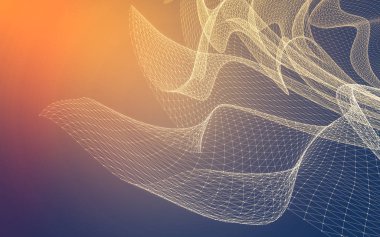 Çokgen alanı düşük Poli koyu arka plan, 3d render