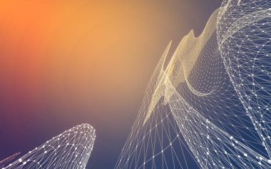 Çokgen alanı düşük Poli koyu arka plan, 3d render