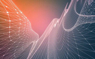 Çokgen alanı düşük Poli koyu arka plan, 3d render