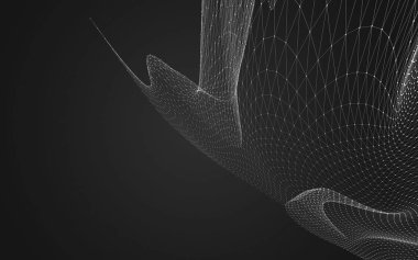 Çokgen alanı düşük Poli koyu arka plan, 3d render