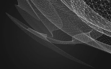 Çokgen alanı düşük Poli koyu arka plan, 3d render