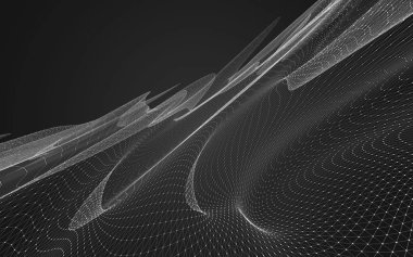 Çokgen alanı düşük Poli koyu arka plan, 3d render