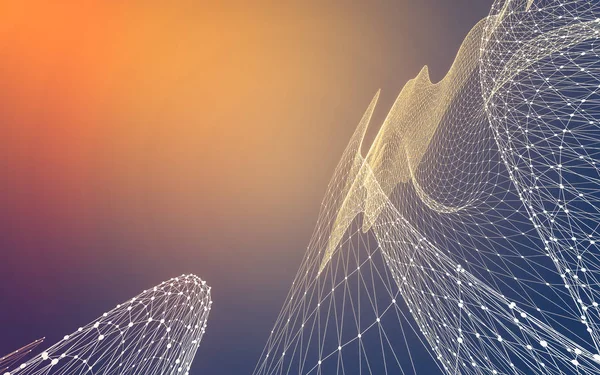 Çokgen alanı düşük Poli koyu arka plan, 3d render