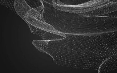 Çokgen alanı düşük Poli koyu arka plan, 3d render